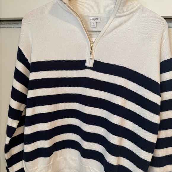 J. Crew Navy and Cream Striped Crew Neck Sweater - Picture 5 of 5